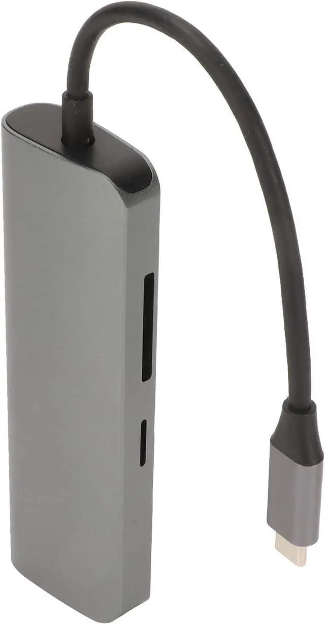 Alt view image 5 of 7 - 8 in 1 USB C Hub: 4K, 3 USB3.0 Ports, 100W PD Charging, USB C Data Port, Storage Memory Card Readers Grey Aluminum Alloy