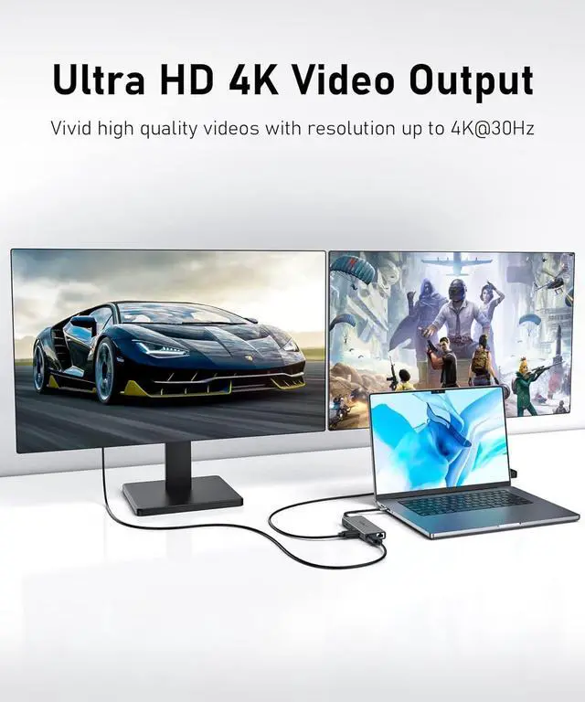 Alt view image 3 of 7 - USB C Docking Station to Dual HDMI Adapter, 9 in 1 USB C Hub Dual HDMI Monitors USB C Adapter with Dual HDMI, 3 USB 3.0, Ethernet, PD Compatible for Dell XPS 13/15, Lenovo Yoga, etc
