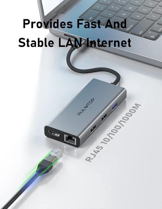 Alt view image 6 of 7 - USB C Docking Station to Dual HDMI Adapter, 9 in 1 USB C Hub Dual HDMI Monitors USB C Adapter with Dual HDMI, 3 USB 3.0, Ethernet, PD Compatible for Dell XPS 13/15, Lenovo Yoga, etc