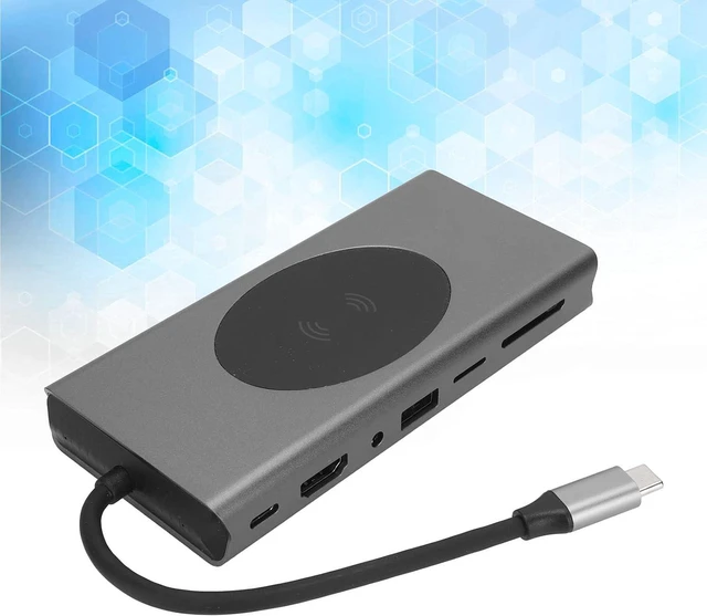 Alt view image 3 of 7 - 15 in 1 High Definition Docking Station for Computer Laptop Gray Aluminum Alloy Shell (Grey)