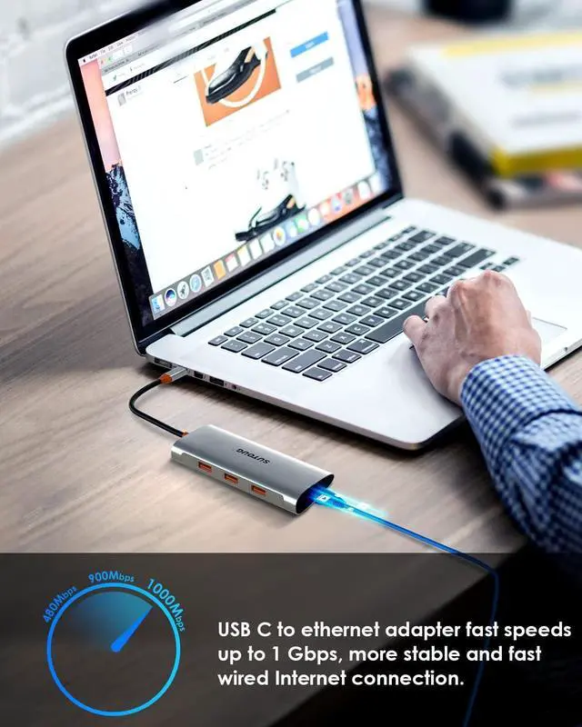 Alt view image 4 of 7 - 4 in 1 USB C Hub, USB C Adapter, USB Type C to USB 3.1 Adapter with SuperSpeed 10Gbps for MacBook Pro/Air