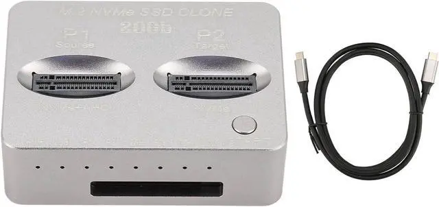 Main image of M.2 NVMe SATA Docking Station, M.2 Solid State System Hard Drive Cloning Duplicator JMS586U Master, M.2 NVMe SATA Dual Drive Duplicator, USB 3.2 Type C Gen2 20Gbps.