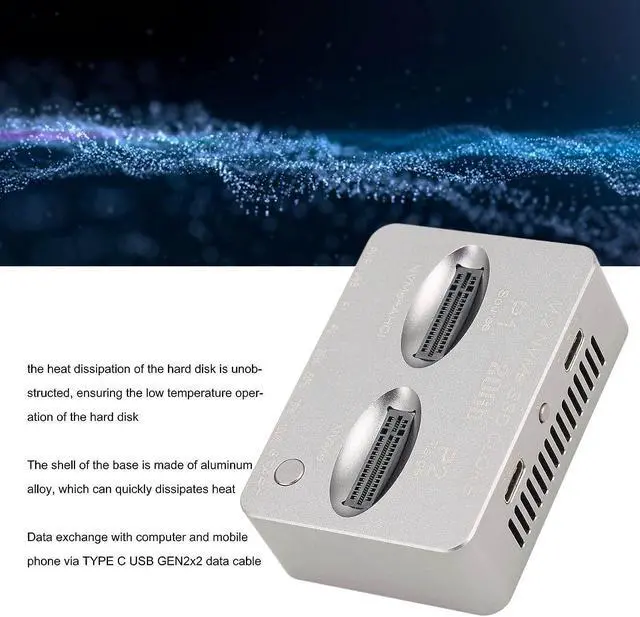 Alt view image 2 of 7 - M.2 NVMe SATA Docking Station, M.2 Solid State System Hard Drive Cloning Duplicator JMS586U Master, M.2 NVMe SATA Dual Drive Duplicator, USB 3.2 Type C Gen2 20Gbps.