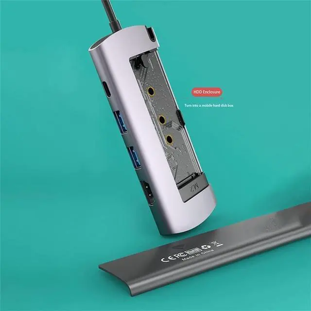 Alt view image 2 of 7 - M.2 SSD Docking Station Type C Multifunctional 6-in-1 NGFF Hard Drive Box Adapter with USB3.0, RJ45, HDMI, PD Interface