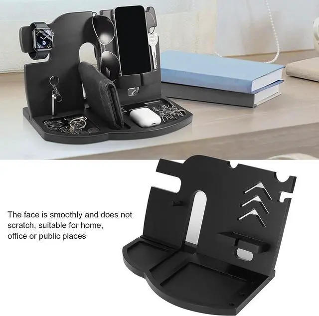 Alt view image 3 of 7 - Wood Phone Docking Station, High End Fashionable Convenient Phone Docking Station, Anti Scratch, Clean Desktop Docking Station for Glasses Watch Storage