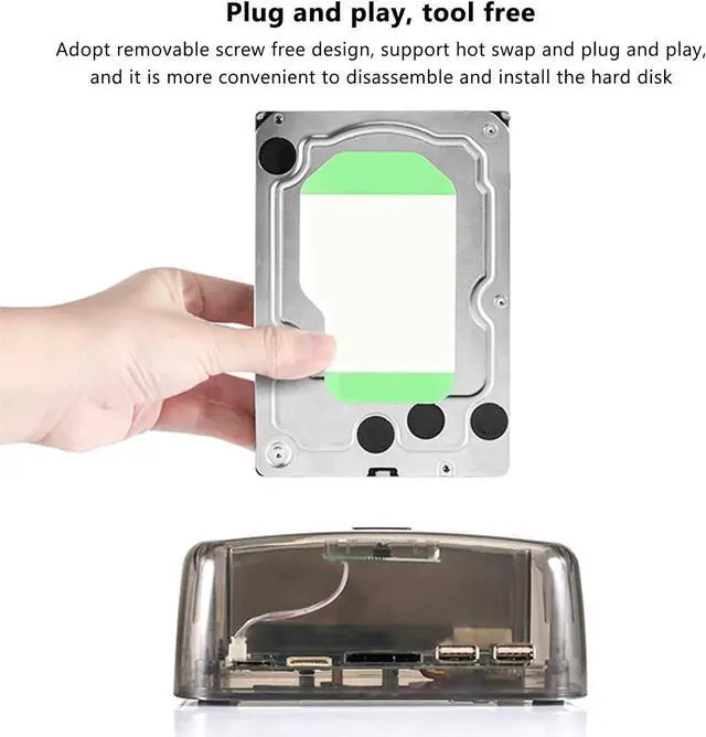 Alt view image 3 of 7 - USB3.0 to IDE SATA HDD Docking Station, 6Gbps Dual Bay External Hard Drive Docking Station One Click Backup with LED Indicator(US)