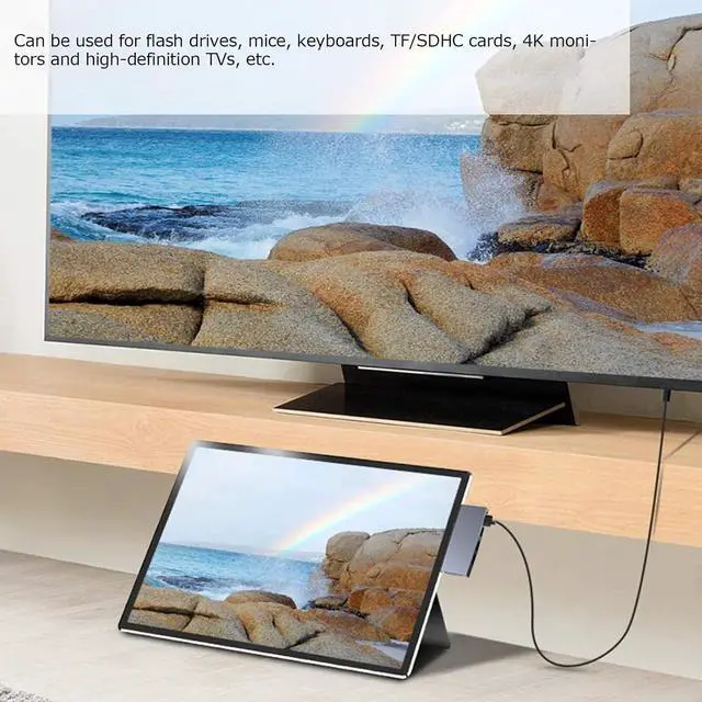 Alt view image 2 of 7 - 6 in 1 USB 3.0 Expansion Dock, Multifunctional 4K High Definition Adapter, Durable Lightweight Design, Wide Compatibility for Flash Disks, Mouse, Keyboard and More Grey