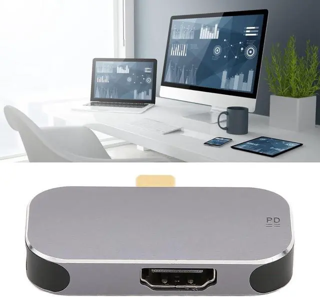 Alt view image 3 of 7 - Hub USB C Docking Station 3 in 1 USB C to HDMI Splitter Adapter 4K 60Hz with USB A and Type C (PD) Female Ports Hub for Mobile Phone Laptop Tablet