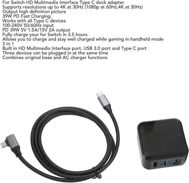 Alt view image 2 of 7 - HDMI Dock,3 in 1 4K HD Multimedia Interface TV Dock,USB Docking Station with USB 3.0 Port for Switch OLED Smartphone(#3)