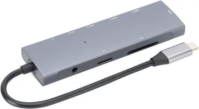 Alt view image 7 of 7 - 9 in 1 Type C Adapter Multiport Hub, USB3.0 3.5mm Audio Docking Station, Data Transmission Hub for iPad Pro Type C Devices, Supports 4K 30Hz Output Up to 3 USB3.0