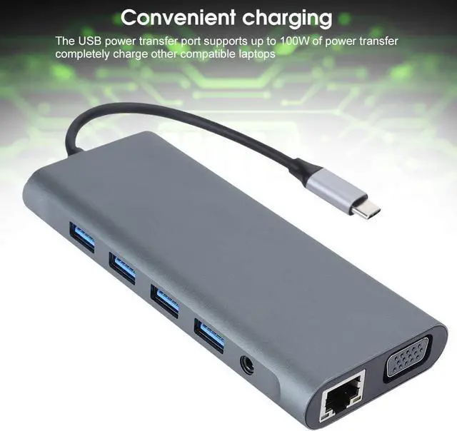 Alt view image 4 of 7 - 12 in 1 USB C Hub, Portable USB 3.0 for HDMI VGA PD USB Hub for OS X Laptop Docking Station Adapter SD and MicroSD Card Slots are Supported Support 10/100/1000Mbps Network Speed