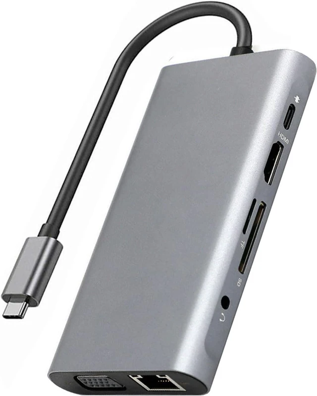 Main image of TECKEEN Hub Laptop Dock Station Type C to USB 3.0 HDMI VGA RJ45 PD Multi USB 3.0 Adapter