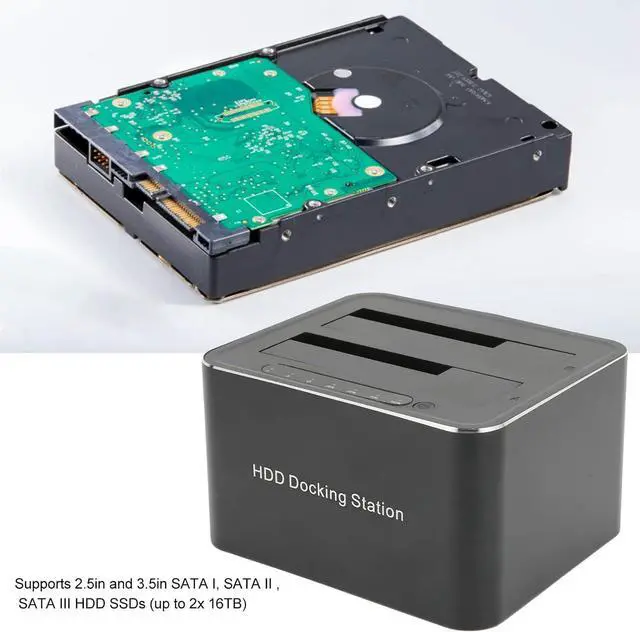 Alt view image 4 of 7 - USB 3.0 to SATa Dual Bay External Hard Drive Docking Station, Supports 2X 16TB SSD Dock, with Offline Clone/Duplicator Function, Plug and Play for 2.5 & 3.5 in HDD SSD SATa(USA)