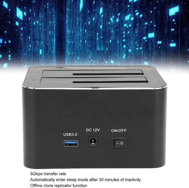 Alt view image 2 of 7 - USB 3.0 to SATa Dual Bay External Hard Drive Docking Station, Supports 2X 16TB SSD Dock, with Offline Clone/Duplicator Function, Plug and Play for 2.5 & 3.5 in HDD SSD SATa(USA)
