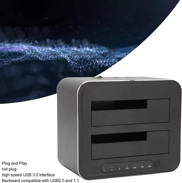 Alt view image 3 of 7 - USB 3.0 to SATa Dual Bay External Hard Drive Docking Station, Supports 2X 16TB SSD Dock, with Offline Clone/Duplicator Function, Plug and Play for 2.5 & 3.5 in HDD SSD SATa(USA)