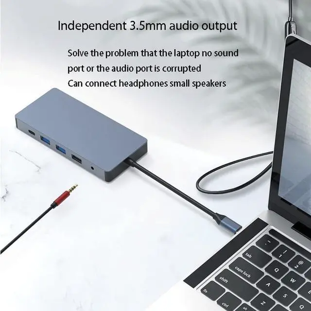Alt view image 3 of 7 - Docking Station, USB C Adapter 4K HDMI, 12 in 1 USB C Hub MultiPort Adapter Dock with 100W PD Charging, 3 USB 3.0 Ports (Color : Striped)