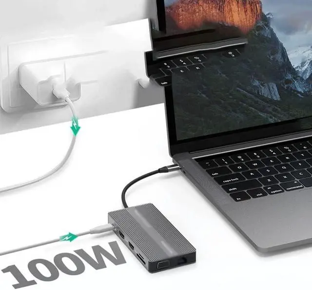 Alt view image 6 of 7 - Docking Station, USB C Adapter 4K HDMI, 12 in 1 USB C Hub MultiPort Adapter Dock with 100W PD Charging, 3 USB 3.0 Ports (Color : Striped)