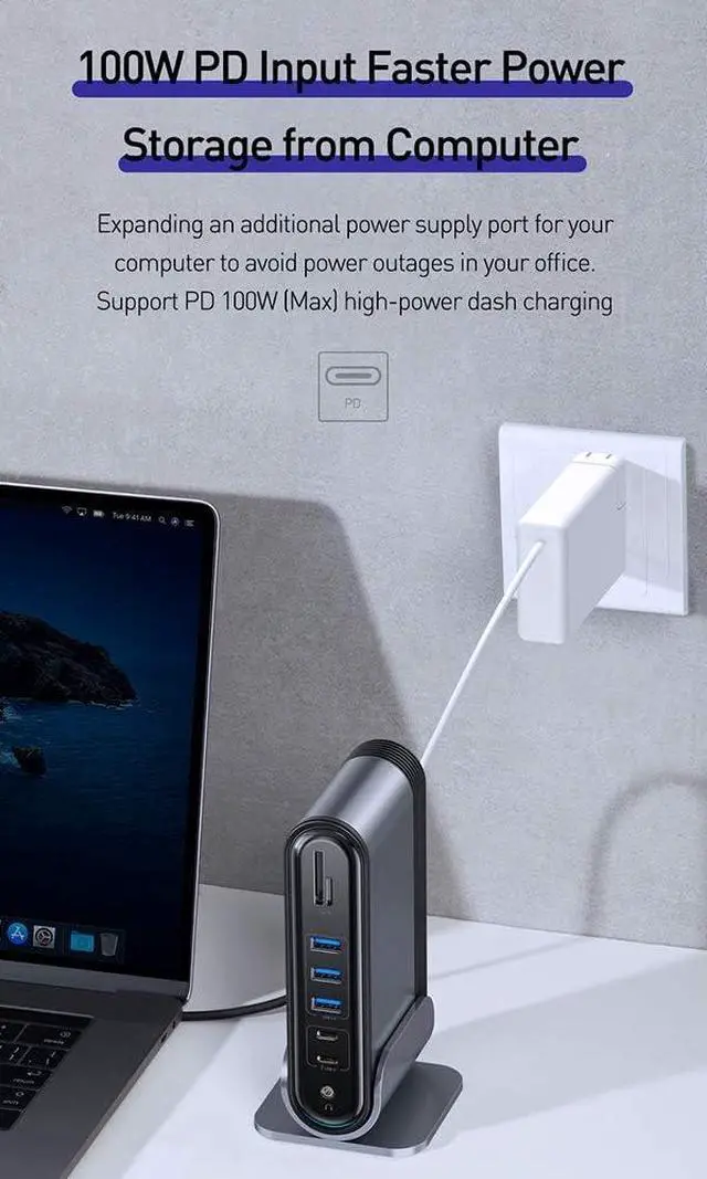 Alt view image 5 of 7 - USB C Hub 17 in 1 Adapter Dock USB-C 4K Triple Display Docking Station with 3 4K HDMI, o, Ethernet, 5 USB Ports, 100W PD, SD/TF Card Reader, 1 DC Supply for Windows, PC, Mac, Laptops