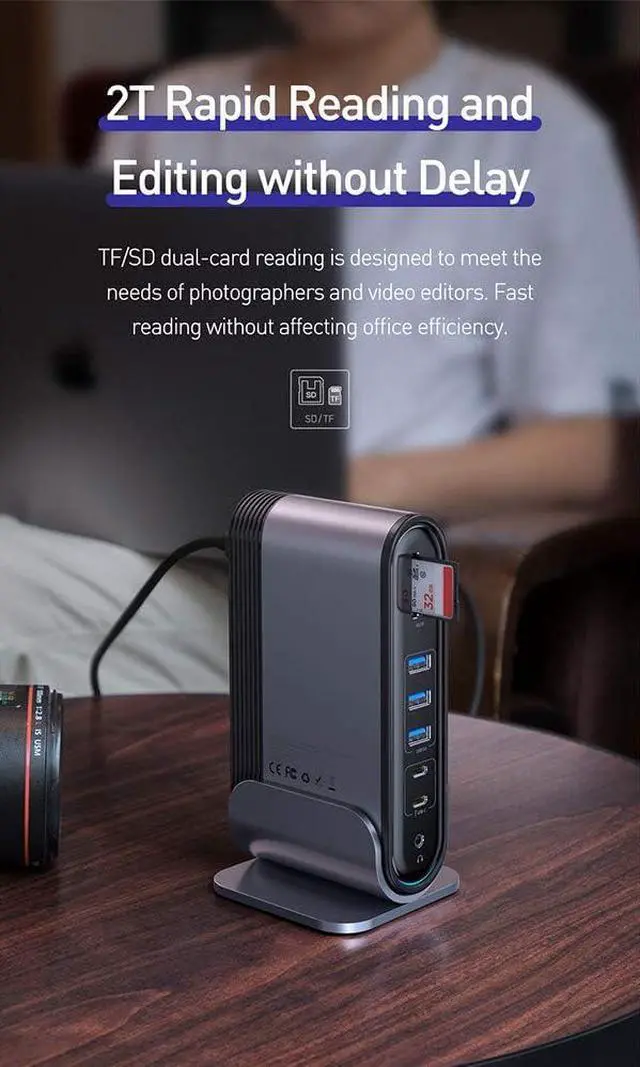 Alt view image 6 of 7 - USB C Hub 17 in 1 Adapter Dock USB-C 4K Triple Display Docking Station with 3 4K HDMI, o, Ethernet, 5 USB Ports, 100W PD, SD/TF Card Reader, 1 DC Supply for Windows, PC, Mac, Laptops