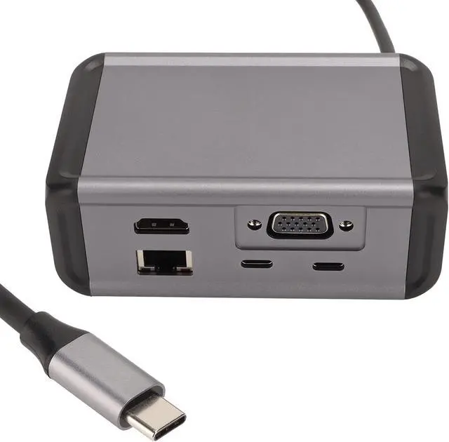 Alt view image 4 of 7 - 12 in 1 USB C Hub, Multiport Adapter with PD, Storage Card Reader, Audio 3.5mm, VGA, RJ45, USB 3.0 x 4, USB 2.0, Gray Aluminum Shell, for OS X, Type C De
