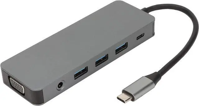 Main image of 11 in 1 USB C Hub, Grey USB Splitter with 4K, VGA, Gigabit RJ45, 3 USB3.0 Ports, 100W PD Charging, Storage Memory Card Reader