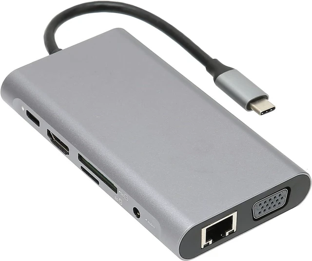 Alt view image 7 of 7 - EBTOOLS 10 in 1 USB C Hub, USB 3.0+HDMIMemoryStorage Card ReaderRJ45+PD + 3.5MM AudioVGA Multifunction Docking Station