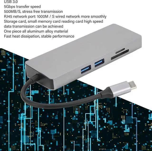 Alt view image 3 of 7 - 8 in 1 Type C Hub USB Docking Station with 87W PD Fast Charging VGA 4K HD USB 3 0 Ports and RJ45 Ethernet USB Docking Station Aluminum Alloy Design for Laptop Docking Station
