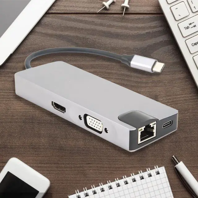 Alt view image 5 of 7 - 8 in 1 Type C Hub USB Docking Station with 87W PD Fast Charging VGA 4K HD USB 3 0 Ports and RJ45 Ethernet USB Docking Station Aluminum Alloy Design for Laptop Docking Station