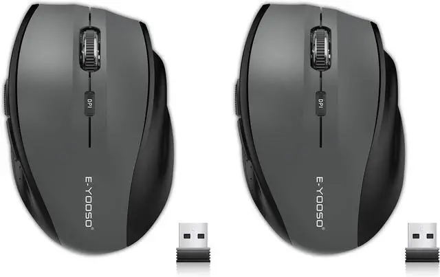 Main image of E-YOOSO Wireless Mouse for Laptop, Portable Optical Computer Mouse, 6 Buttons, Cordless 2.4GHz with USB Receiver, 5-Level 4800 DPI, 18 Months Battery Life for PC Chromebook Windows Mac