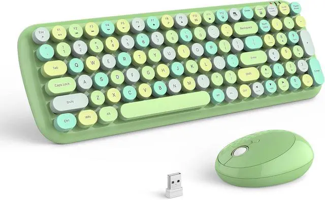 Main image of MOFII Wireless Keyboard and Mouse Combo, 2.4GHz RF, Green Colorful, Indoor, 33ft Range, Plug & Play