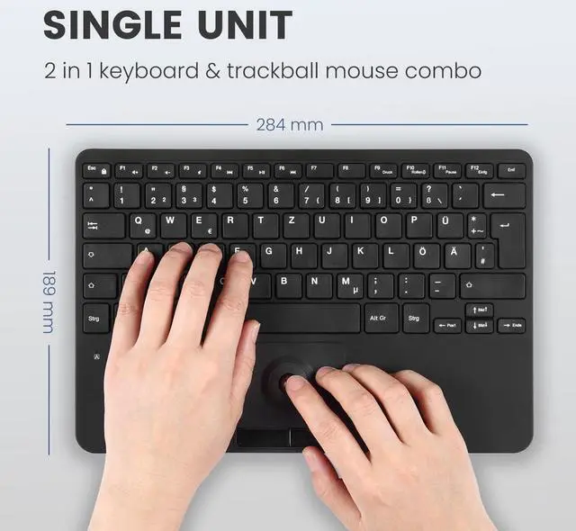 Alt view image 5 of 7 - Perixx PERIBOARD-526 US, Wired Mini USB Keyboard with Trackball - X Type Scissor Keys - 11.18x7.17x1.1 Inches - Build-in 2 USB Hubs - US English