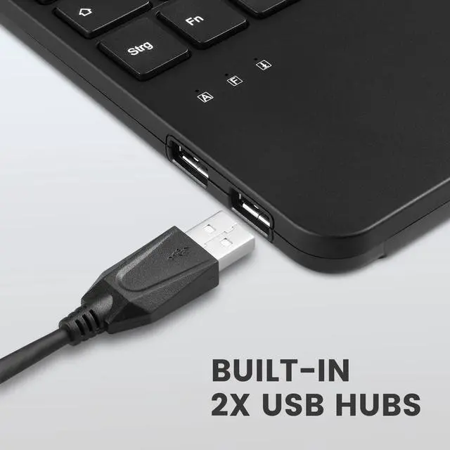 Alt view image 3 of 7 - Perixx PERIBOARD-526 US, Wired Mini USB Keyboard with Trackball - X Type Scissor Keys - 11.18x7.17x1.1 Inches - Build-in 2 USB Hubs - US English