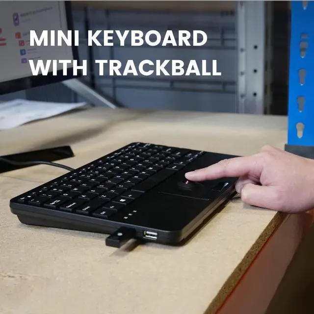 Alt view image 6 of 7 - Perixx PERIBOARD-526 US, Wired Mini USB Keyboard with Trackball - X Type Scissor Keys - 11.18x7.17x1.1 Inches - Build-in 2 USB Hubs - US English