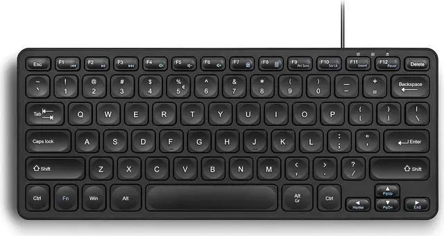 Main image of Perixx PERIBOARD-416 Wired Mini USB Keyboard with 4 Hubs - X Type Scissor Keys - Detachable USB-C and A Cable - US English