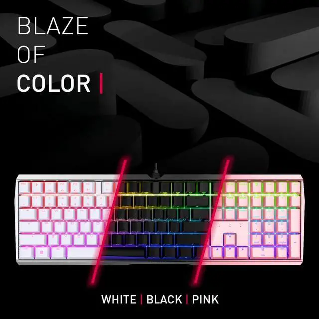 Alt view image 4 of 7 - Cherry MX 3.0 S Wired Mechanical Gaming Keyboard. Aluminum Housing Built for Gamers w/MX Red Switches. RGB Backlit Color Display Over 16m Colors. from The Makers of MX. Full Size. Pure White.
