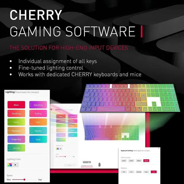 Alt view image 5 of 7 - Cherry MX 3.0 S Wired Mechanical Gaming Keyboard. Aluminum Housing Built for Gamers w/MX Red Switches. RGB Backlit Color Display Over 16m Colors. from The Makers of MX. Full Size. Pure White.