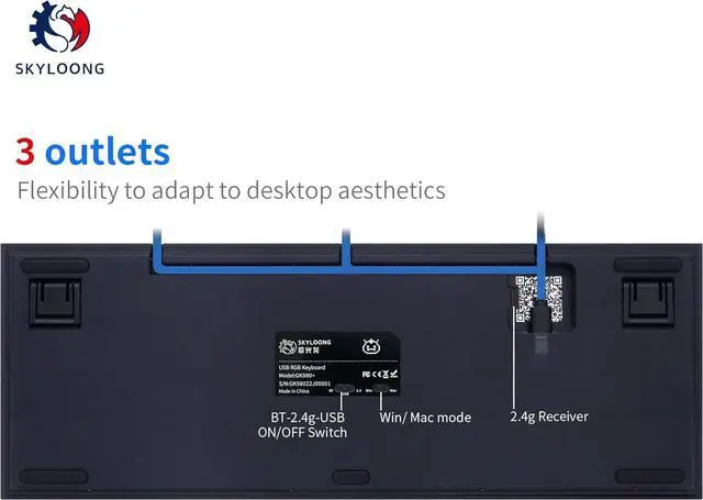 Alt view image 4 of 7 - YMDK Plastic GK980 Triple-Mode 4 Knobs Gasket RGB Hot Swappable Macro Programmable Bluetooth Wired 2.4G Mechanical Keyboard Barebone