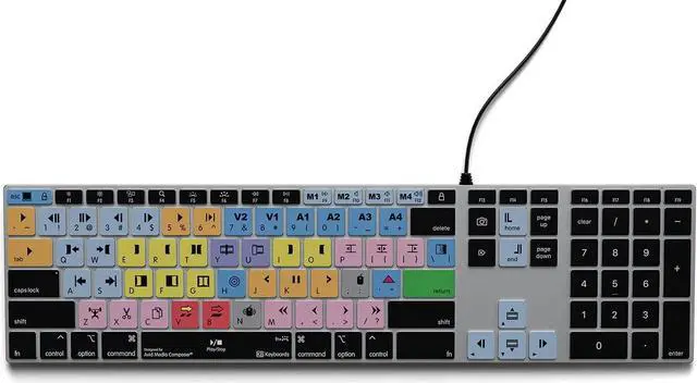 Main image of KB Covers Avid Media Composer Keyboard | Backlit Pro Aluminum Editing Keyboard for Windows Wired USB-A Connection | Color-Coded Shortcuts for Faster, More Efficient Video Editing
