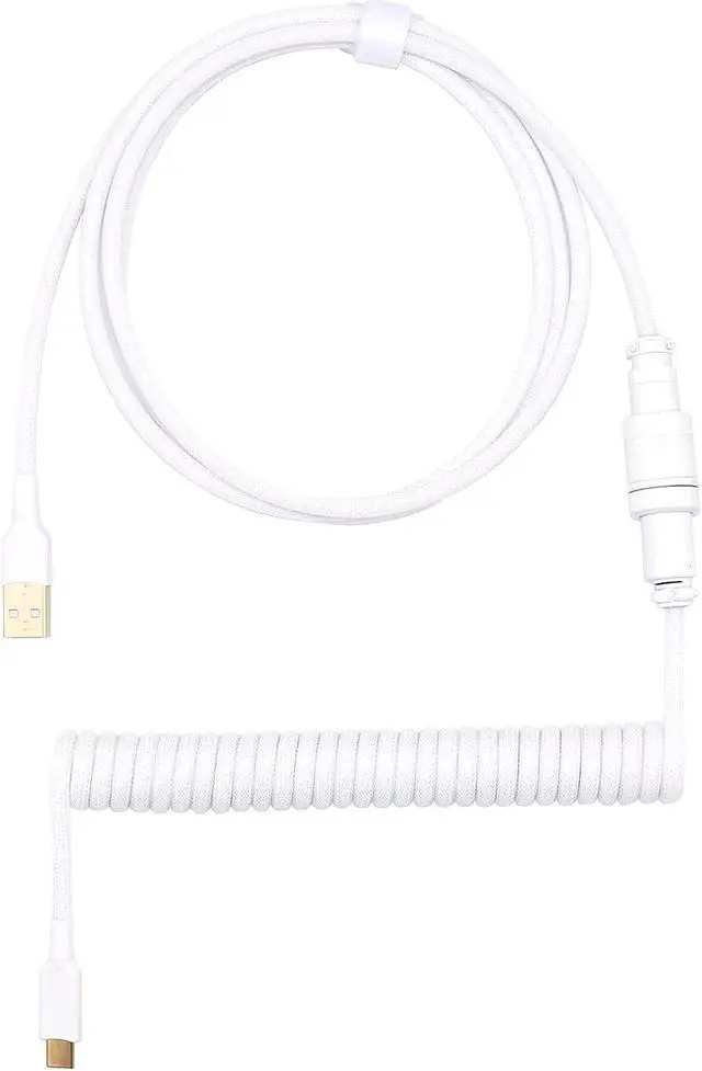 Main image of Kraken White Coiled Keyboard Cable - Artisan Coiled USB C Cable with Aviator Connector for Mechanical Gaming Keyboards (Pure White)