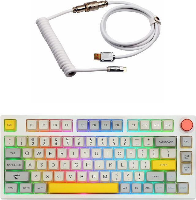 EPOMAKER Theory TH80 Pro 75% 2.4Ghz/Bluetooth 5.0/Wired Mechanical Keyboard  with Puff Aviator Coiled Cable (Gateron Pro Yellow) - Newegg.com