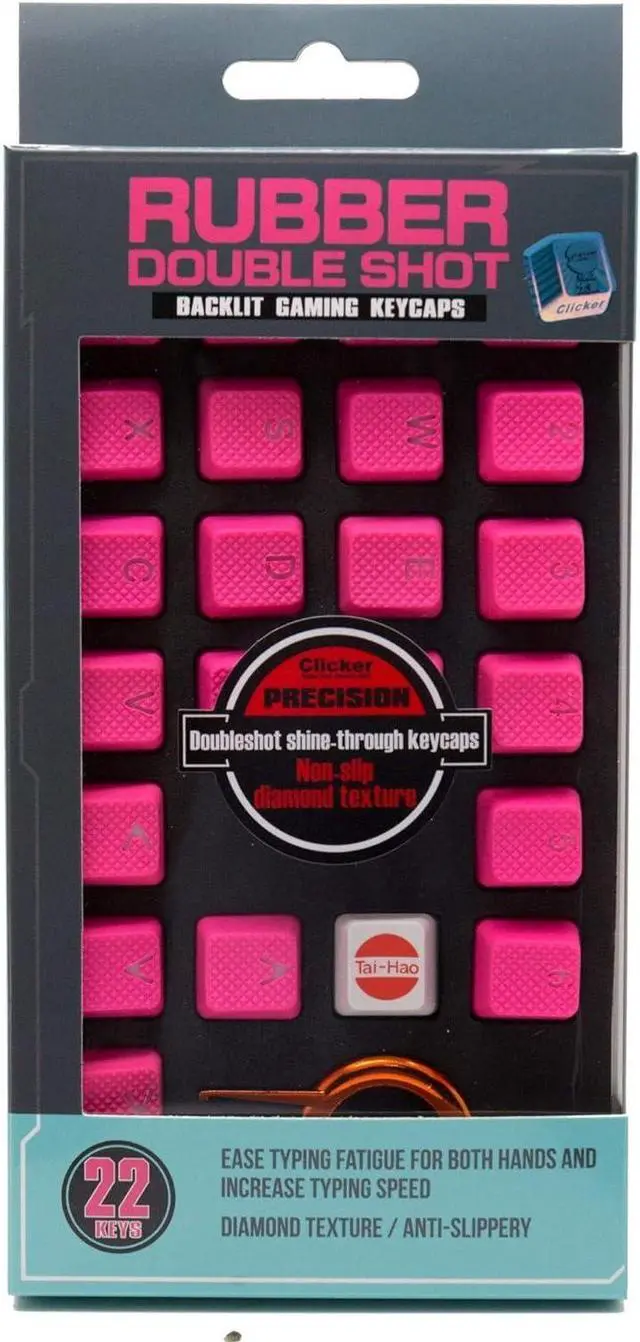Alt view image 3 of 5 - TAI-HAO Rubber Gaming Backlit Keycaps Set - 22 Keys Compatible with Cherry MX Switch Types Keyboard (Neon Pink)