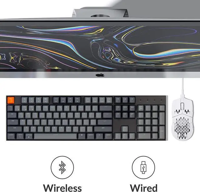 Alt view image 2 of 7 - Keychron K10 Wireless Mechanical Gaming Keyboard, Hot-Swappable 104 Keys Full Size Gateron G Pro Brown Switch, White LED Backlight USB-C Wired Bluetooth Professional Office Keyboard for Mac/Windows