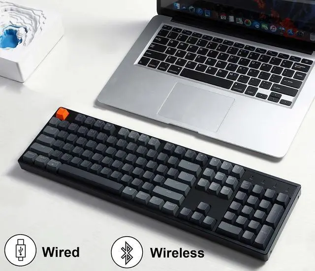 Alt view image 2 of 7 - Keychron K10 Full Size Layout 104-Key Wireless Mechanical Keyboard, Hot-Swappable RGB Backlight with Gateron G Pro Brown Switch Aluminum Bluetooth/Wired Gaming Keyboard for Mac Windows