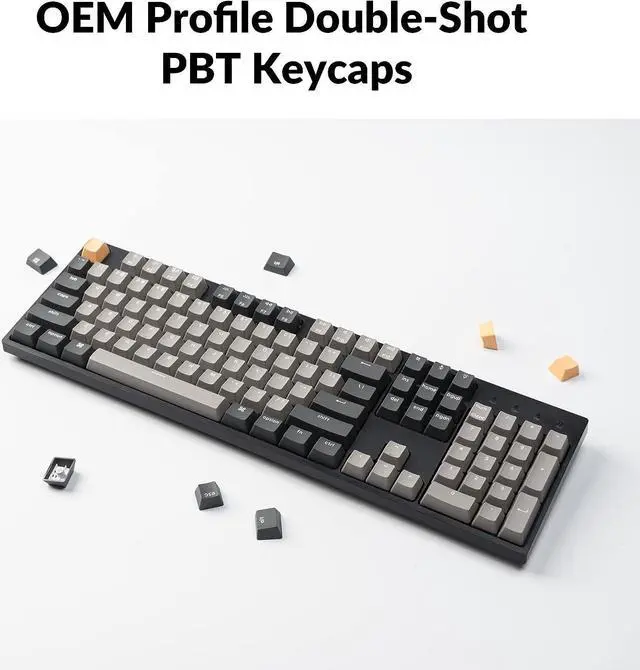 Alt view image 5 of 7 - Keychron C2 Pro Wired Custom Mechanical Keyboard Full Size Layout QMK/VIA Programmable Macro RGB Backlit with Hot-Swappable Keychron K Pro Brown Switch OEM Profile PBT Keycaps for Mac Windows Linux