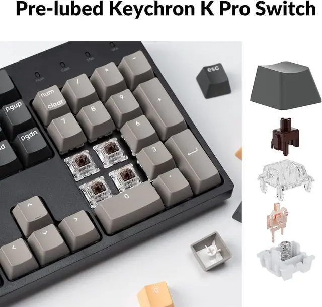 Alt view image 7 of 7 - Keychron C2 Pro Wired Custom Mechanical Keyboard Full Size Layout QMK/VIA Programmable Macro RGB Backlit with Hot-Swappable Keychron K Pro Brown Switch OEM Profile PBT Keycaps for Mac Windows Linux