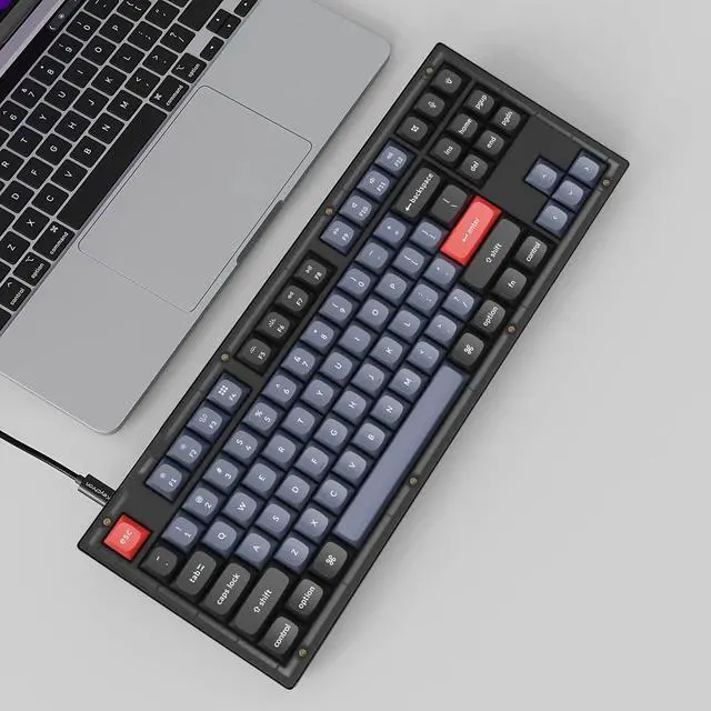 Alt view image 3 of 7 - Keychron V3 TKL 80% Layout Custom Wired Mechanical Keyboard, 87 Keys RGB Backlight QMK/VIA Programmable Macro, Hot Swappable K Pro Red Switch PBT Keycaps for Mac Windows (Frosted Black Translucent)