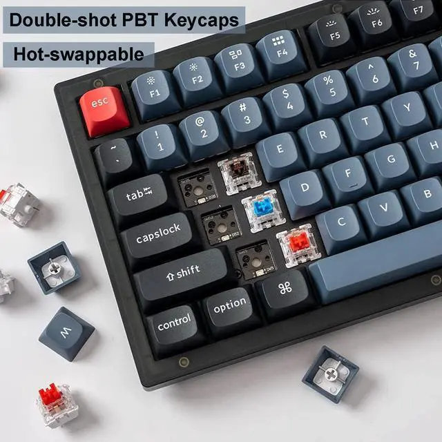 Alt view image 5 of 7 - Keychron V3 TKL 80% Layout Custom Wired Mechanical Keyboard, 87 Keys RGB Backlight QMK/VIA Programmable Macro, Hot Swappable K Pro Red Switch PBT Keycaps for Mac Windows (Frosted Black Translucent)