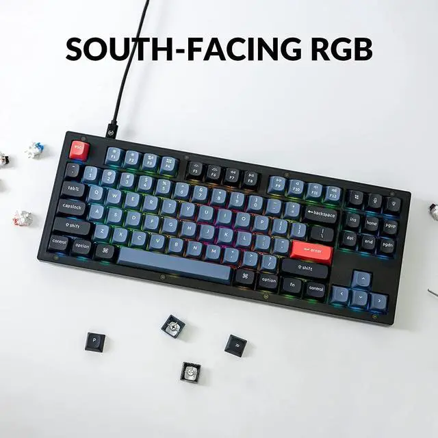 Alt view image 6 of 7 - Keychron V3 TKL 80% Layout Custom Wired Mechanical Keyboard, 87 Keys RGB Backlight QMK/VIA Programmable Macro, Hot Swappable K Pro Red Switch PBT Keycaps for Mac Windows (Frosted Black Translucent)