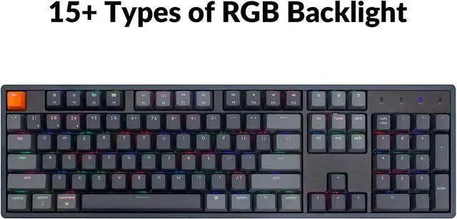 Alt view image 6 of 7 - Keychron K10 Full Size Wireless Gaming Mechanical Keyboard, 104 Keys RGB LED Backlight N-Key Rollover with Gateron G Pro Red Switch, Bluetooth/USB-C Wired Aluminum Frame Keyboard for Mac/Windows