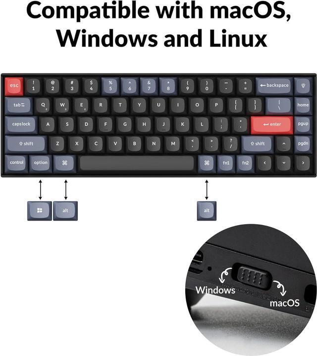 Alt view image 5 of 7 - Keychron K6 Pro Wireless Custom Mechanical Keyboard, QMK/Launcher Programmable Macro, Hot-Swappable Keychron K Pro Brown Switch Keyboard, 65% Layout RGB Backlit Office Keyboard for Mac Windows Linux